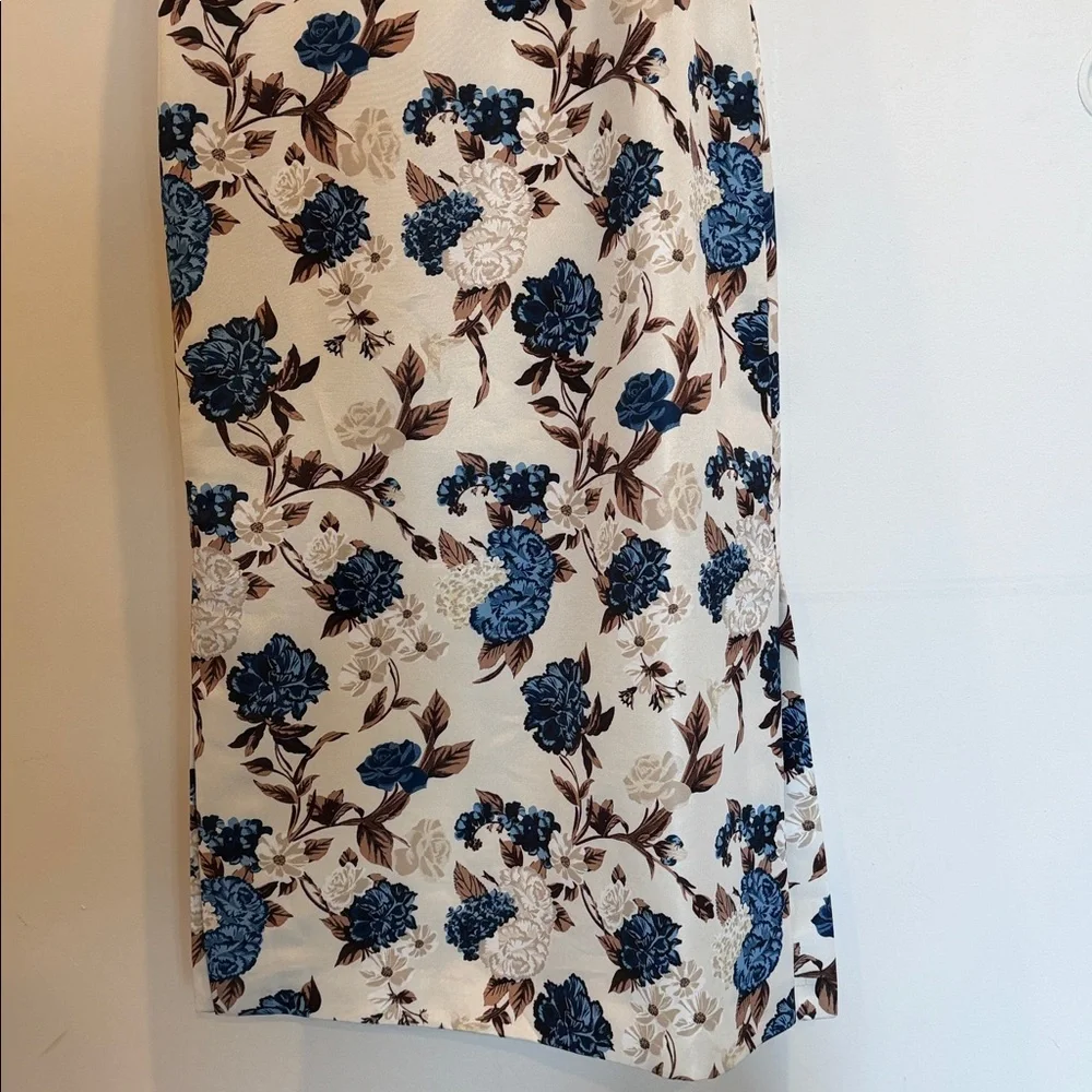 Tory Burch Cream and Blue Floral Backless Dress
